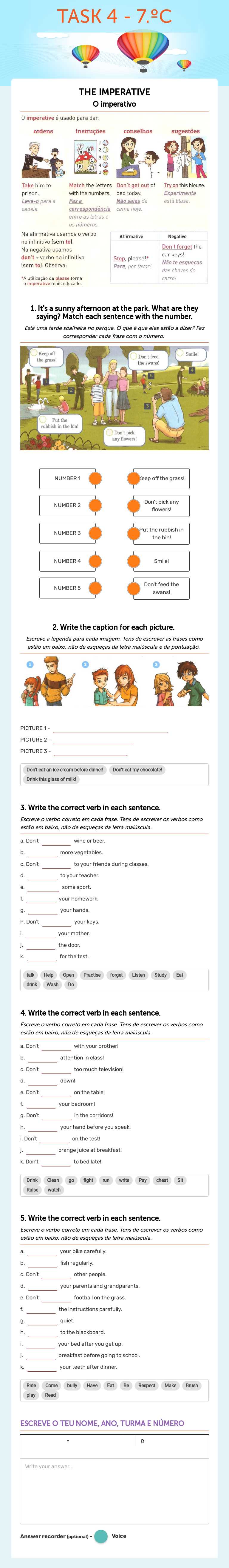 TASK 4 - 7.ºC Grade 7 worksheet preview