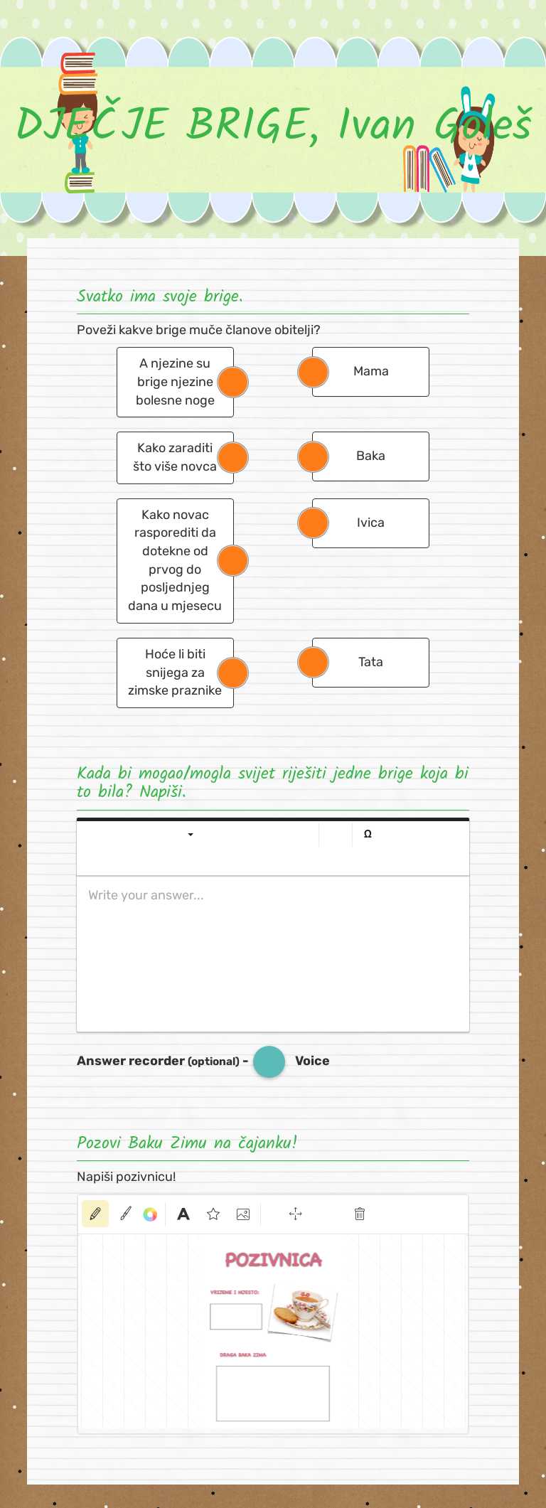 DJEČJE BRIGE, Ivan Goleš worksheet preview image