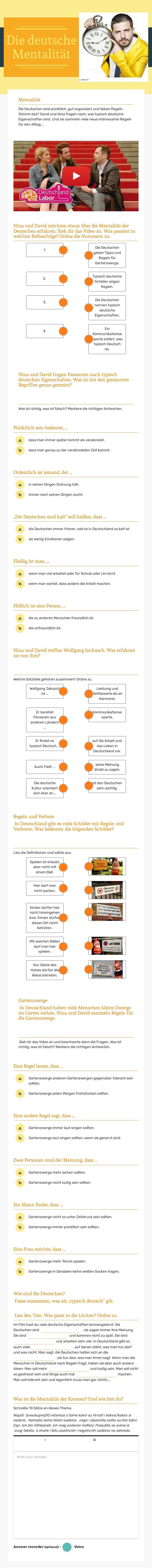 Die deutsche Mentalität worksheet preview image