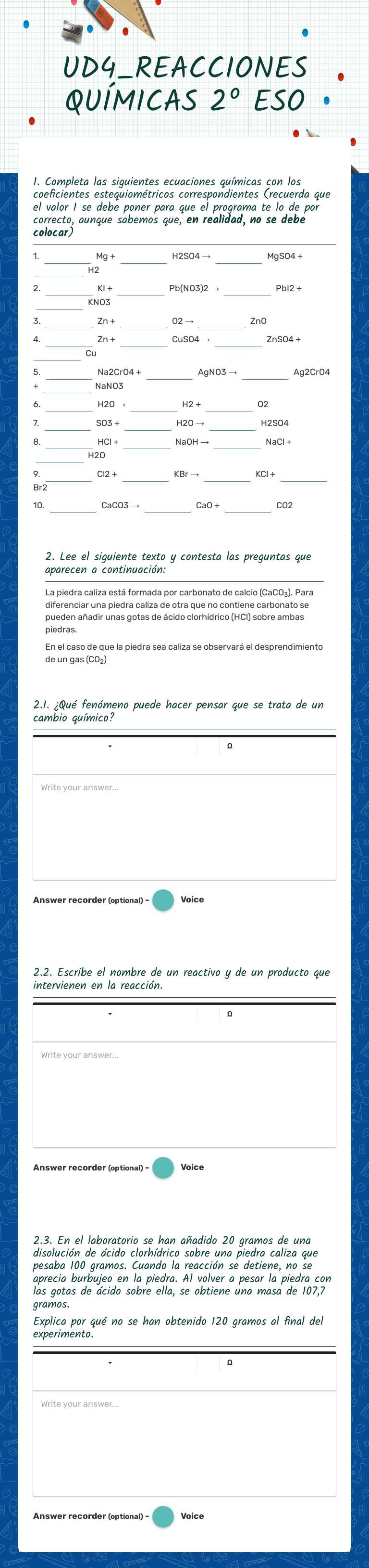 UD4_REACCIONES QUÍMICAS 2º ESO Grade 12 worksheet preview