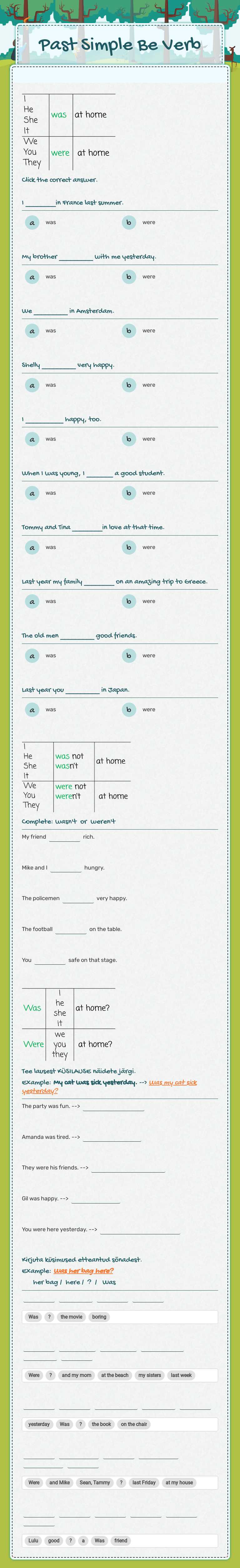 Past Simple
 Be Verb worksheet preview image