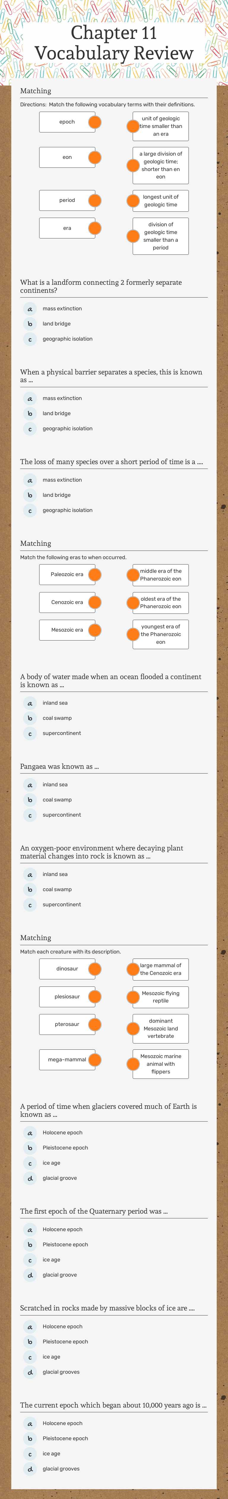 Chapter 11 Vocabulary Review worksheet preview image