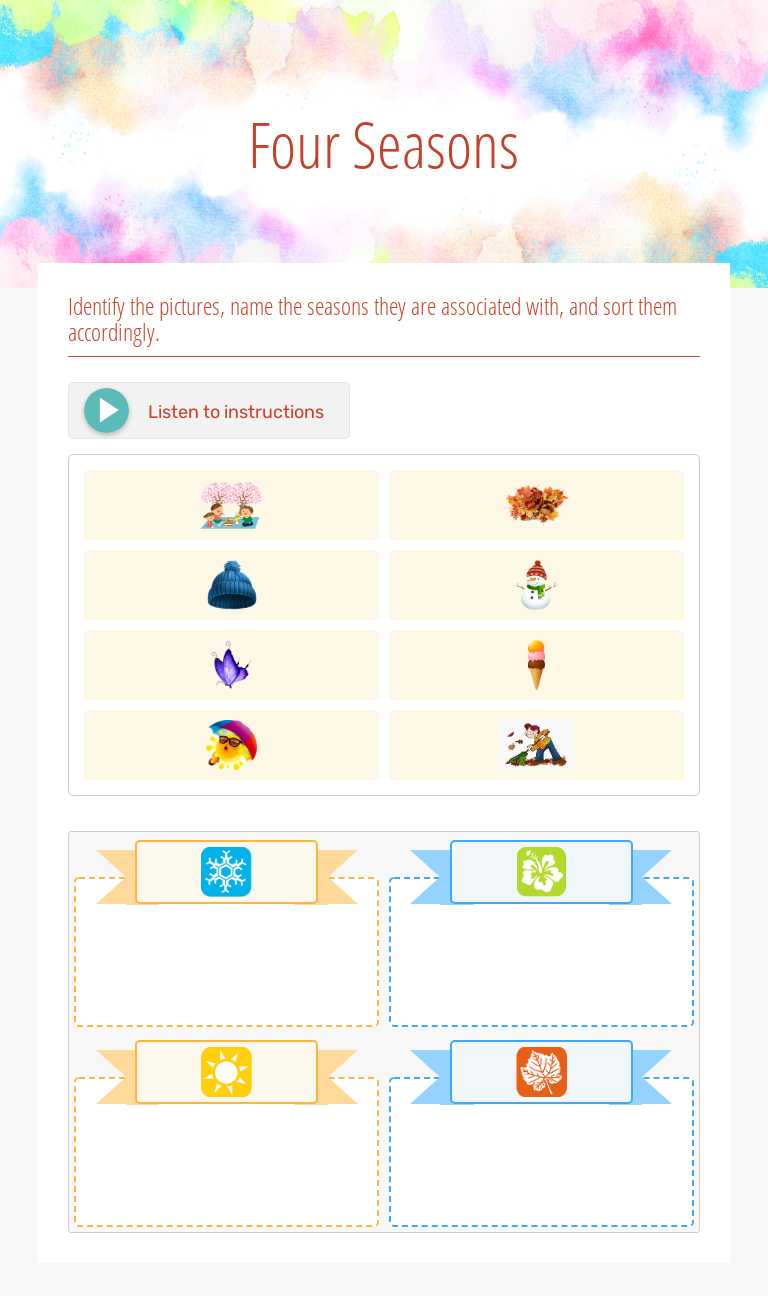 Four Seasons Preschool worksheet preview
