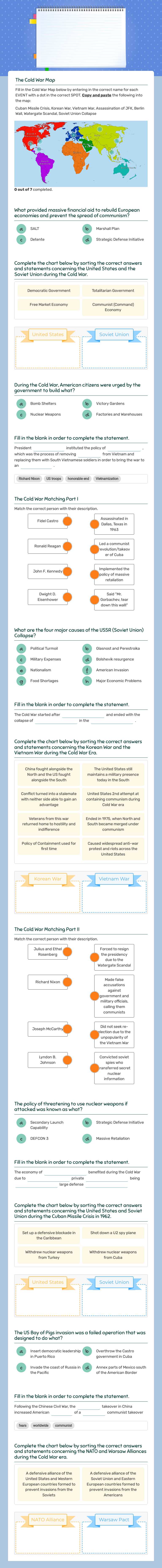 VUS 12: The Cold War Test Review worksheet preview image