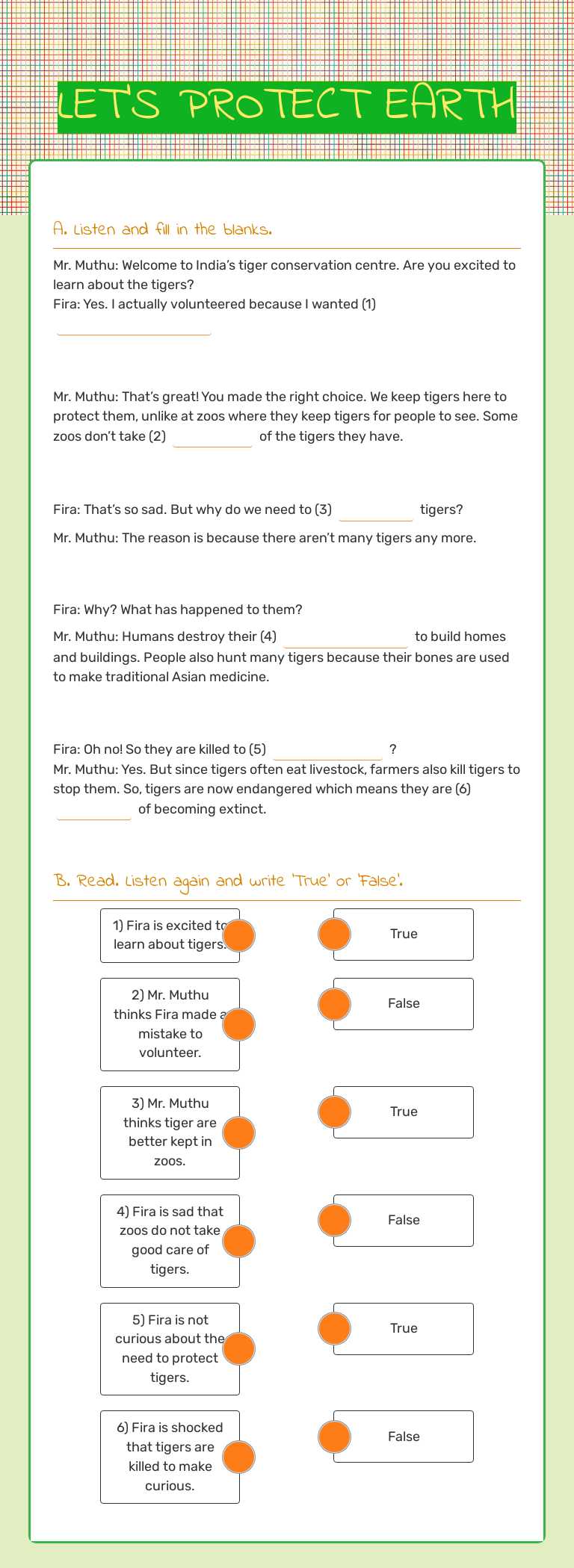 LET’S PROTECT EARTH worksheet preview image