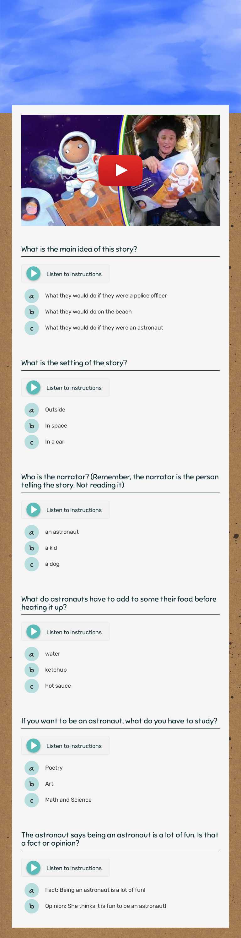 If I Was an Astronaut worksheet preview image