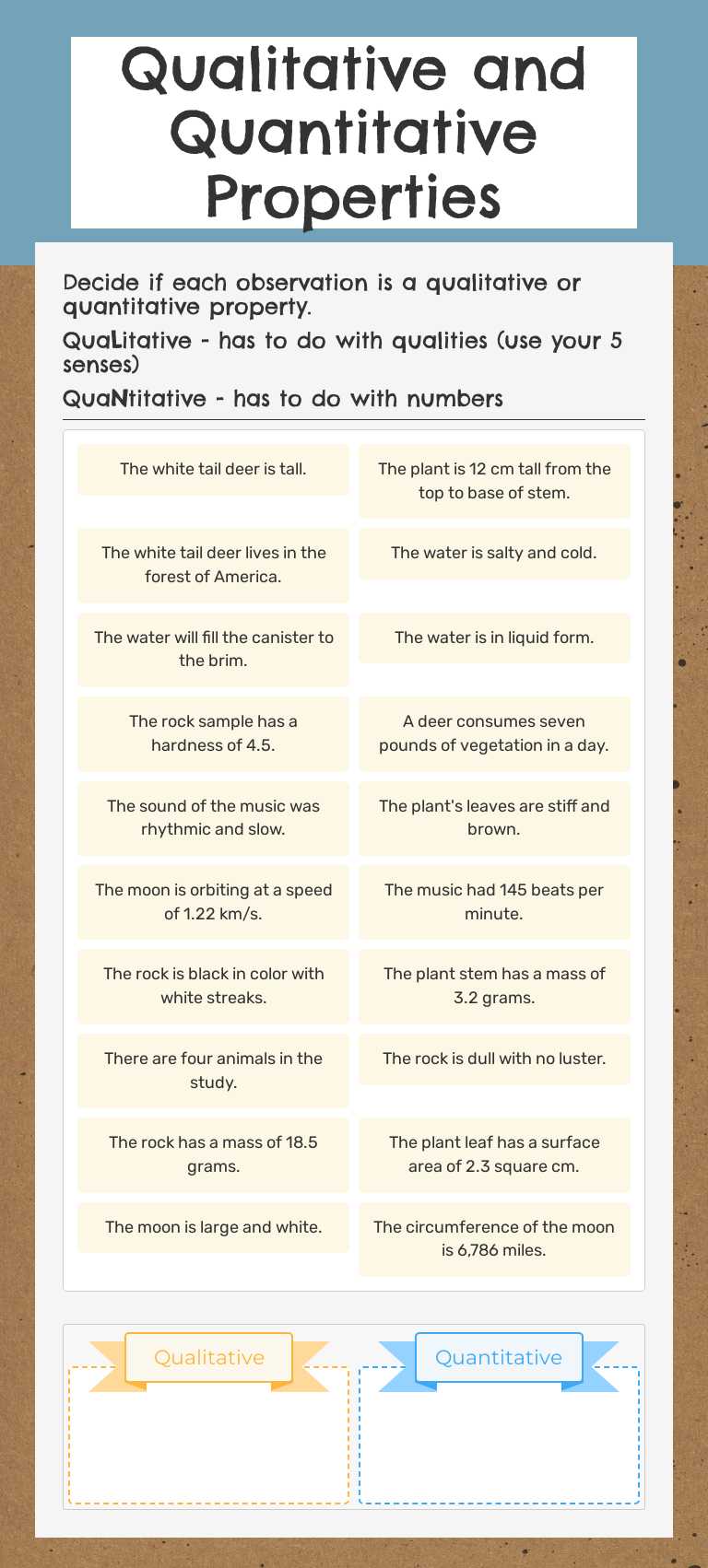 Qualitative and Quantitative Properties worksheet preview image