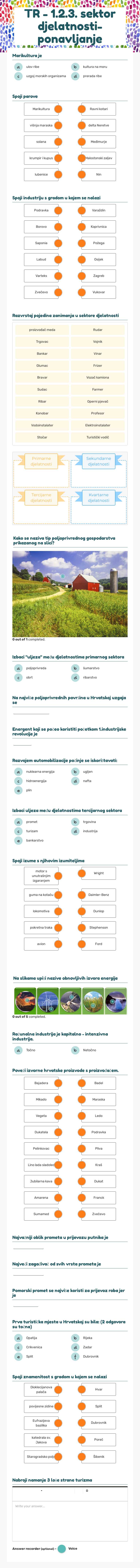 TR - 1.2.3. sektor djelatnosti- ponavljanje worksheet preview image