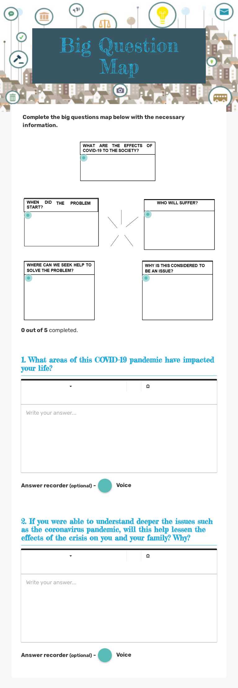 Big Question Map worksheet preview image