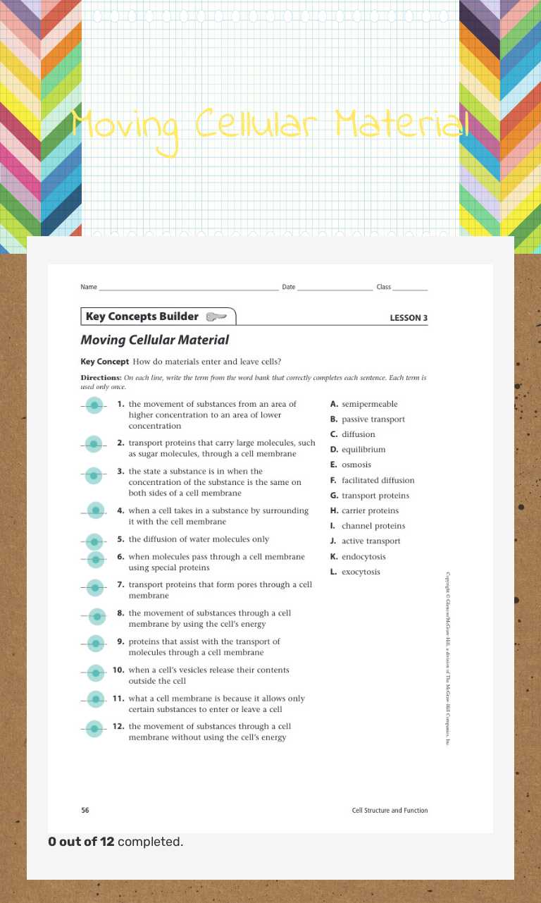 Moving Cellular Material worksheet preview image