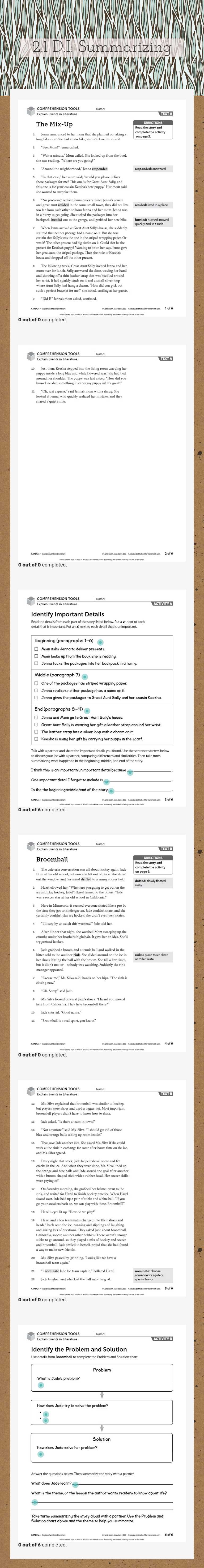 2.1 D.I: Summarizing worksheet preview image