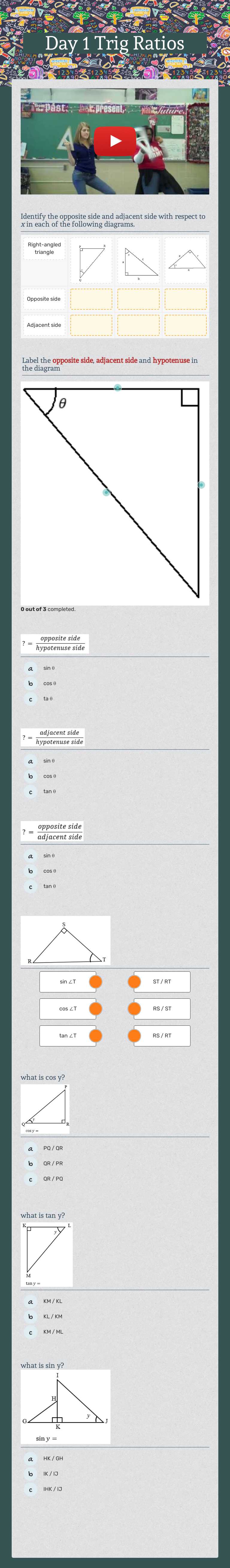 Day 1 Trig  
Ratios worksheet preview image