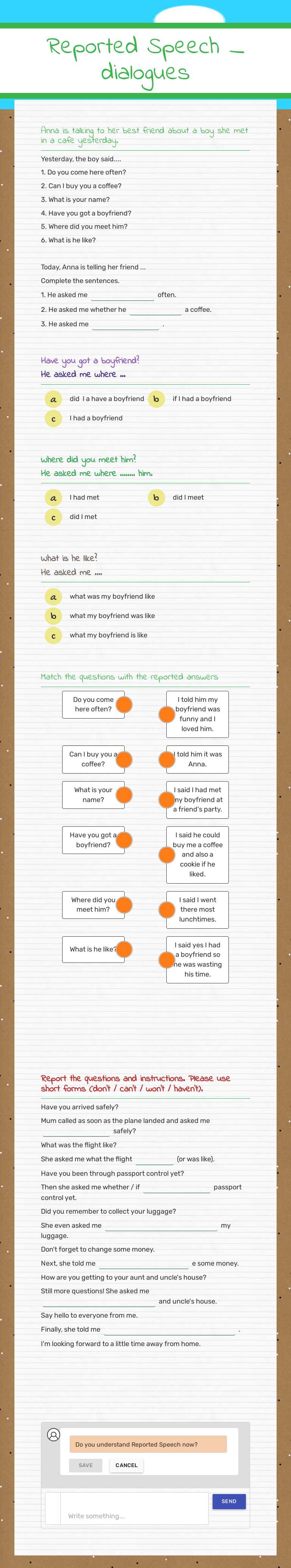 Reported Speech 
   _ dialogues worksheet preview image