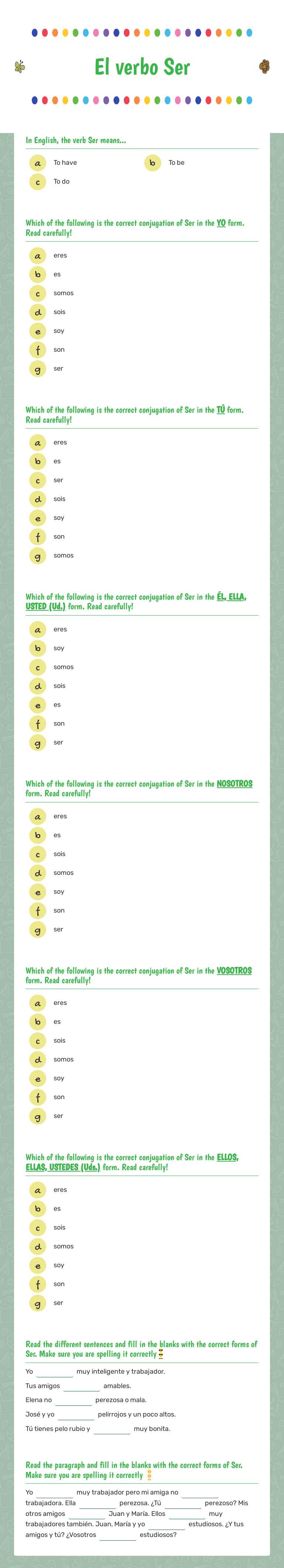 Ser Remediation worksheet preview image