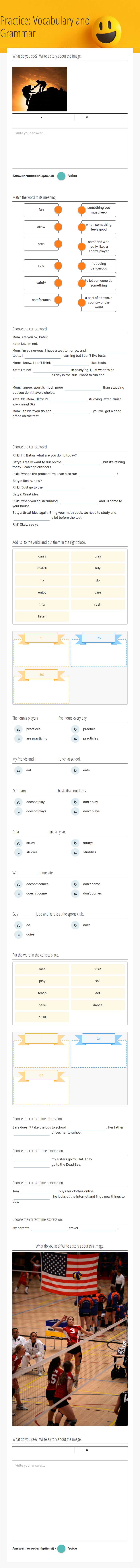 Practice: Vocabulary and Grammar worksheet preview image