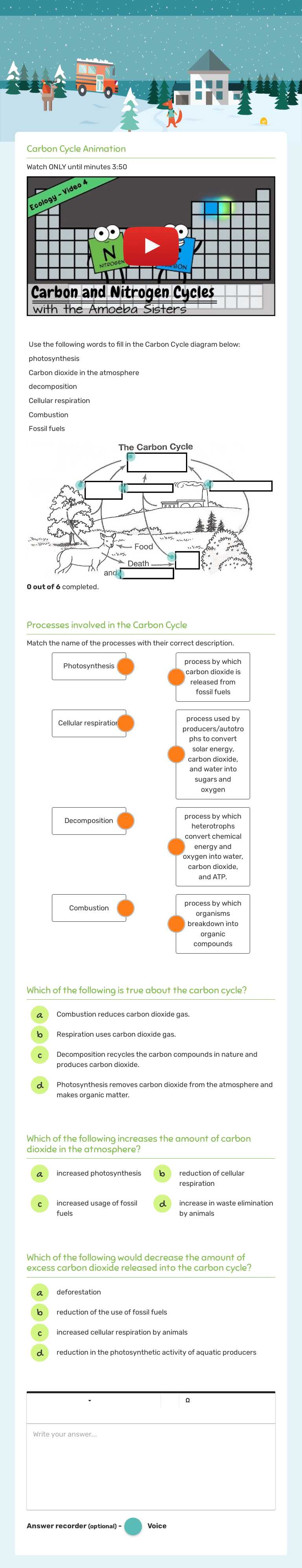 The Carbon Cycle worksheet preview image