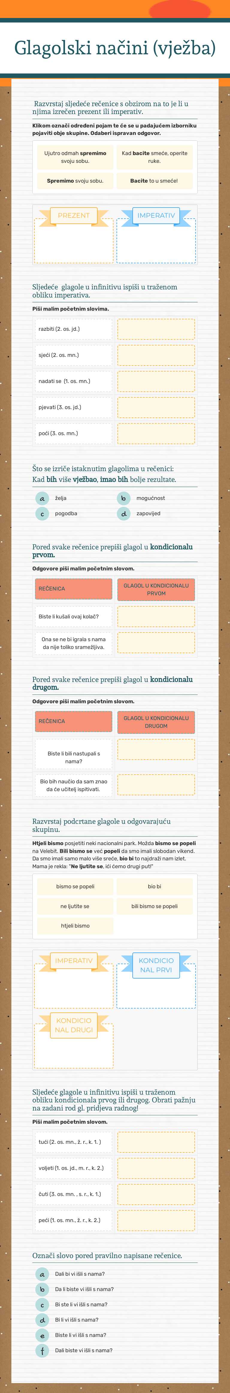 Glagolski načini 
(vježba) Grade 6 worksheet preview