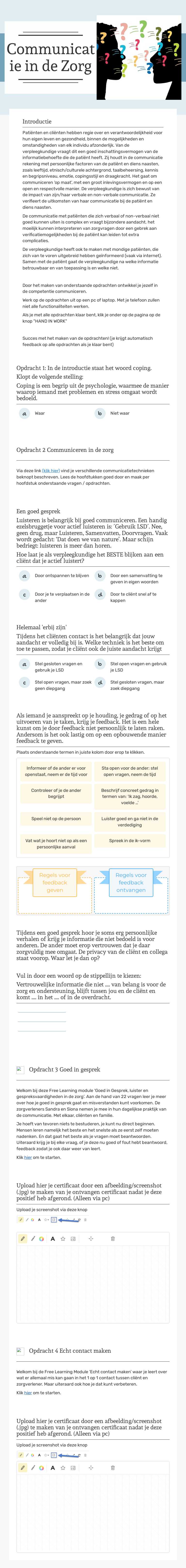 Communicatie in de Zorg worksheet preview image