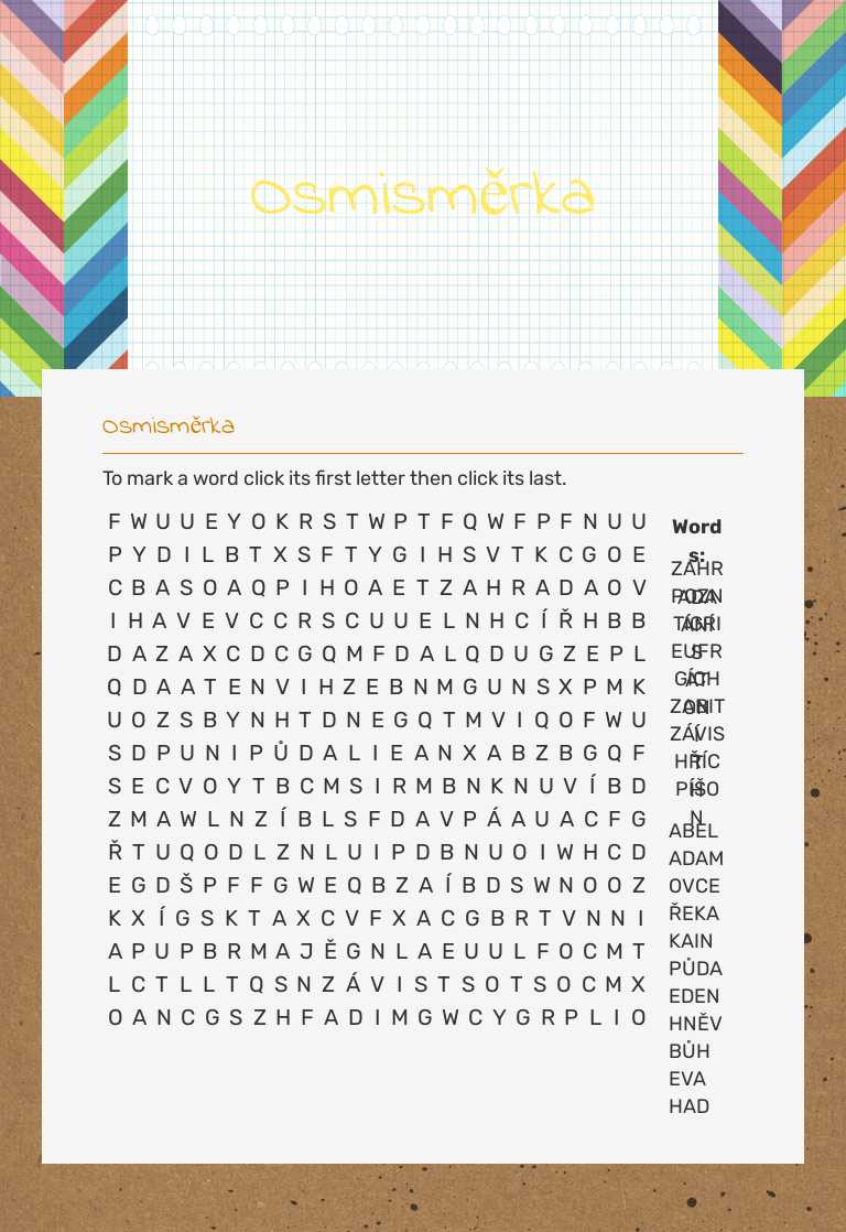 Osmisměrka worksheet preview image