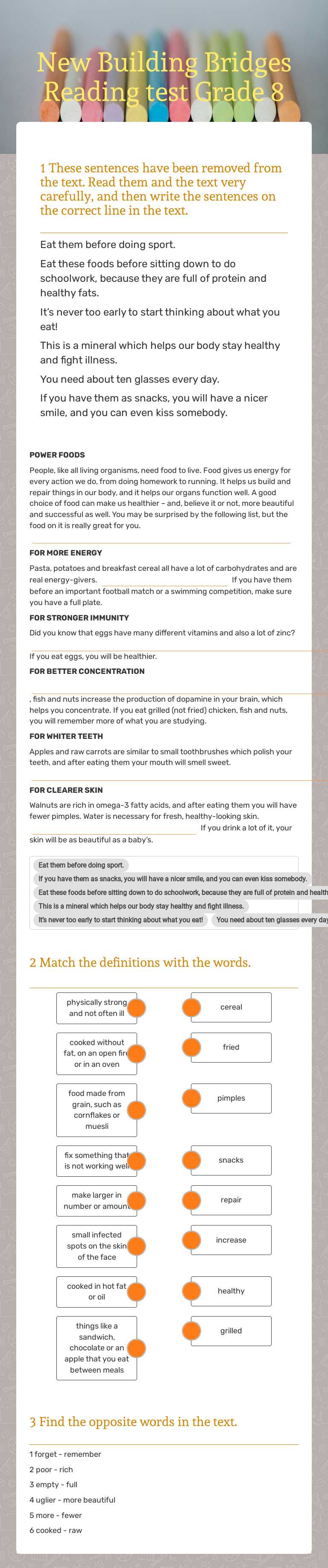 New Building Bridges                                                  
         Reading test Grade 8 worksheet preview image
