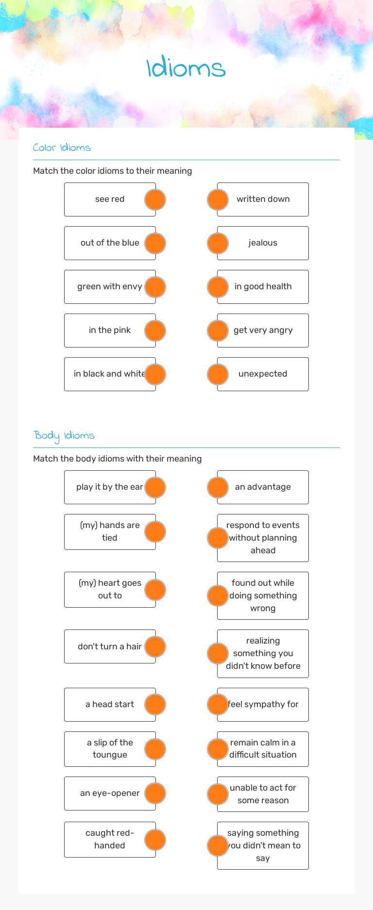 Idioms worksheet preview image