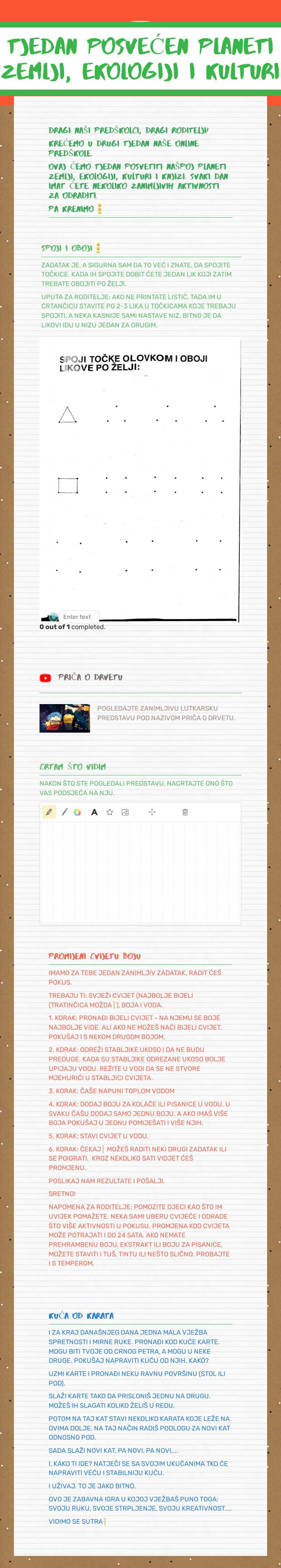 TJEDAN POSVEĆEN
PLANETI ZEMLJI, EKOLOGIJI I KULTURI worksheet preview image