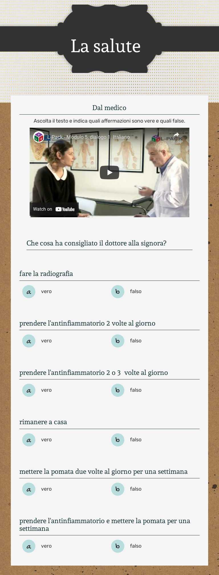 La salute worksheet preview image