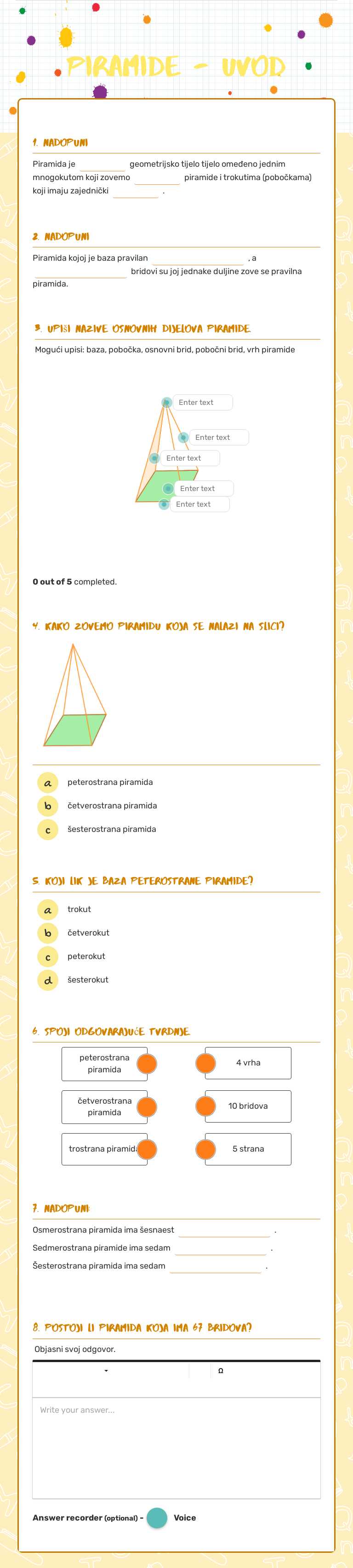 Piramide - uvod Grade 8 worksheet preview
