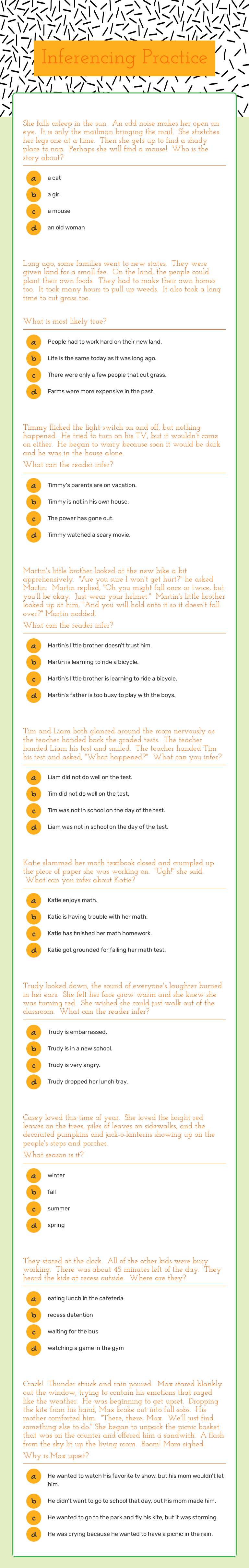 Inferencing Practice worksheet preview image