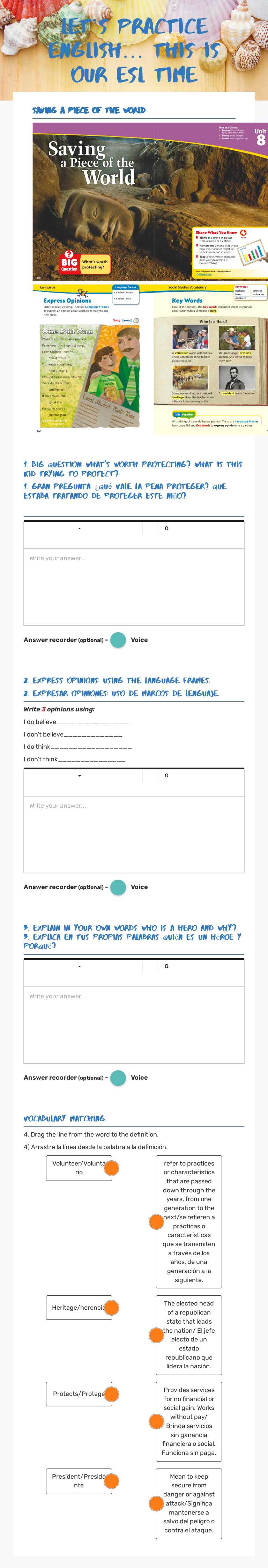 Let’s Practice English…
This is our ESL time Grade 4 worksheet preview