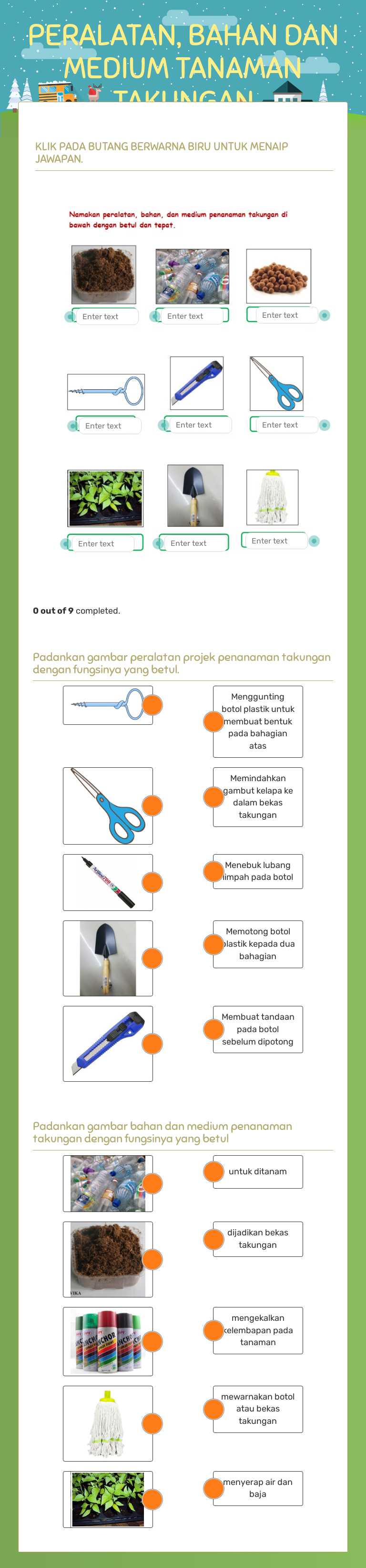 PERALATAN, BAHAN DAN MEDIUM TANAMAN TAKUNGAN worksheet preview image