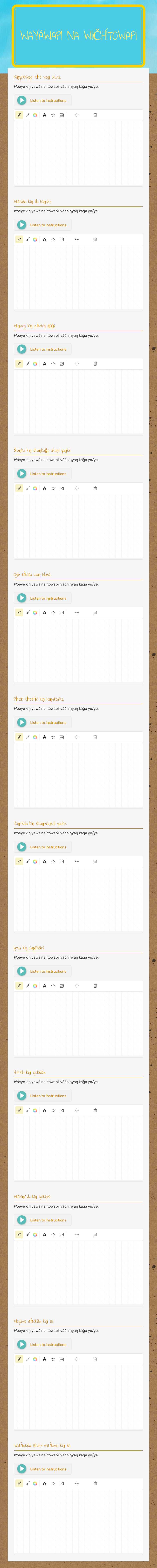 Wayáwapi Na Wičhítowapi worksheet preview image