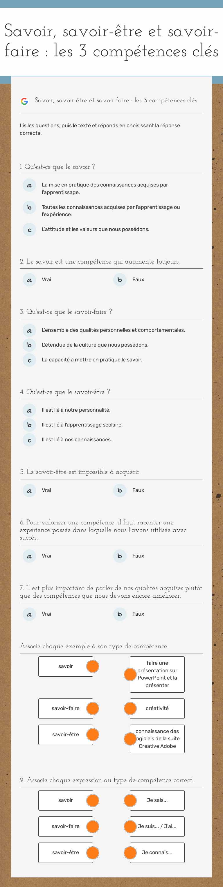 Savoir, savoir-être et savoir-faire : les 3 compétences clés worksheet preview image