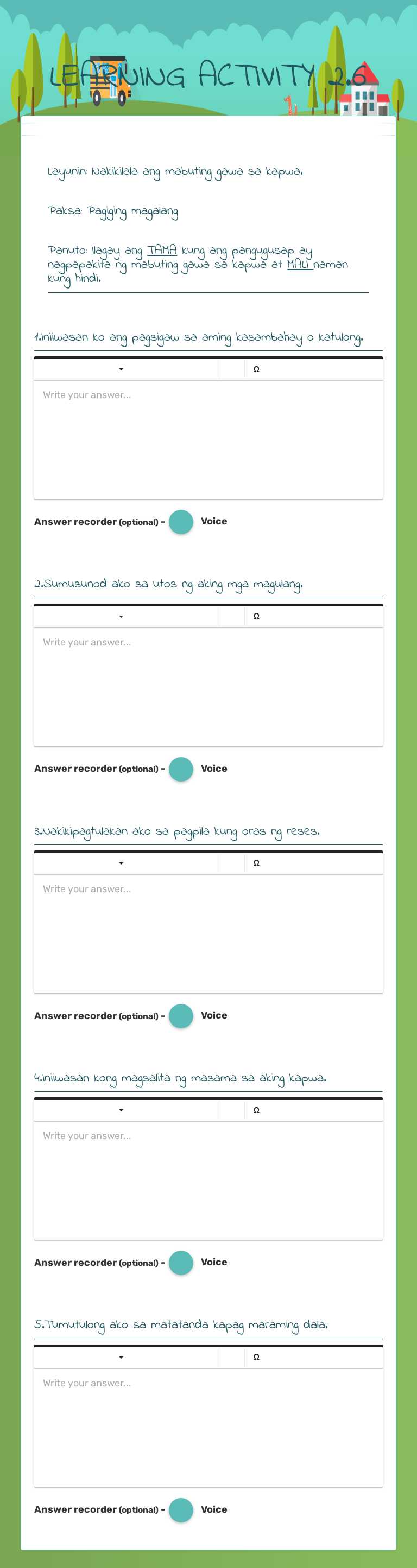 LEARNING ACTIVITY 2.6 worksheet preview image