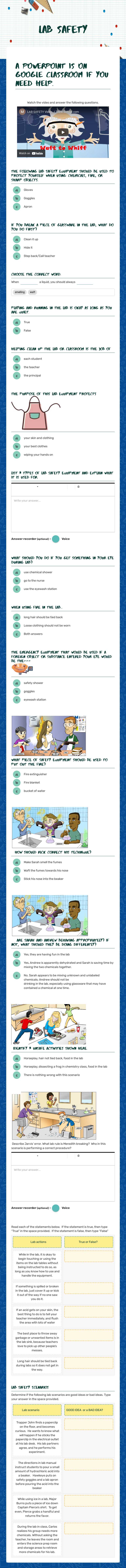 Lab Safety worksheet preview image