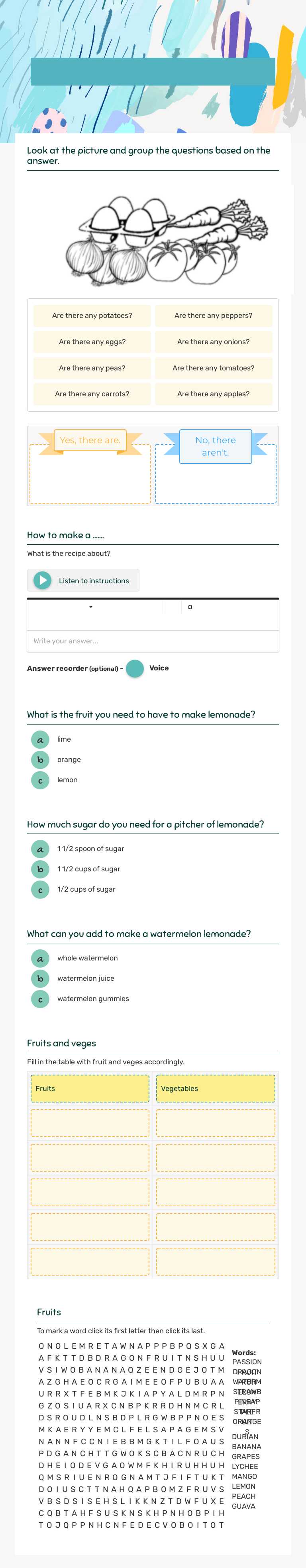 food, please. worksheet preview image