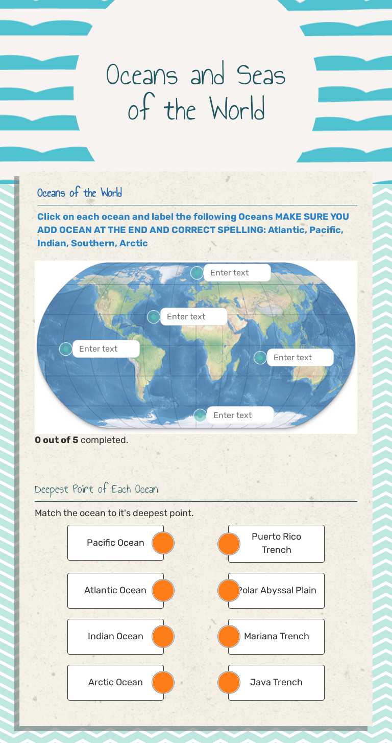 Oceans and Seas of the World worksheet preview image