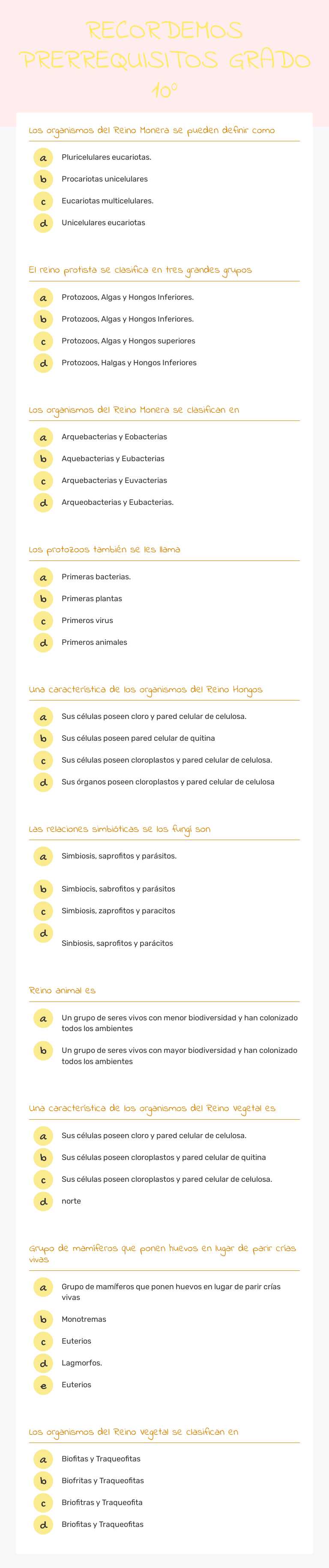 RECORDEMOS 
PRERREQUISITOS
GRADO 10° worksheet preview image