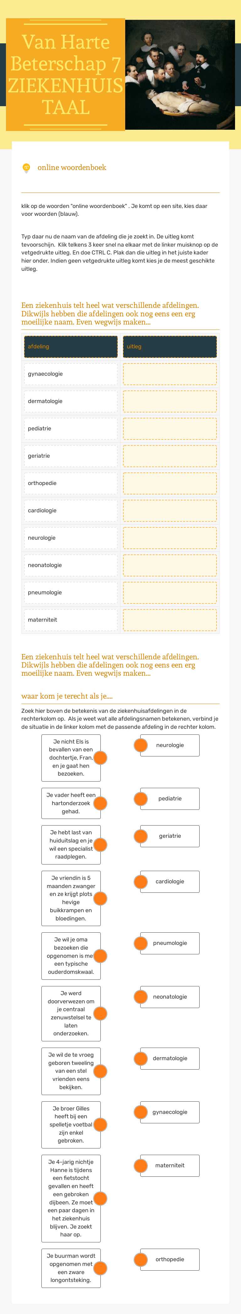 Van Harte Beterschap 7 ZIEKENHUISTAAL Grade 4 worksheet preview