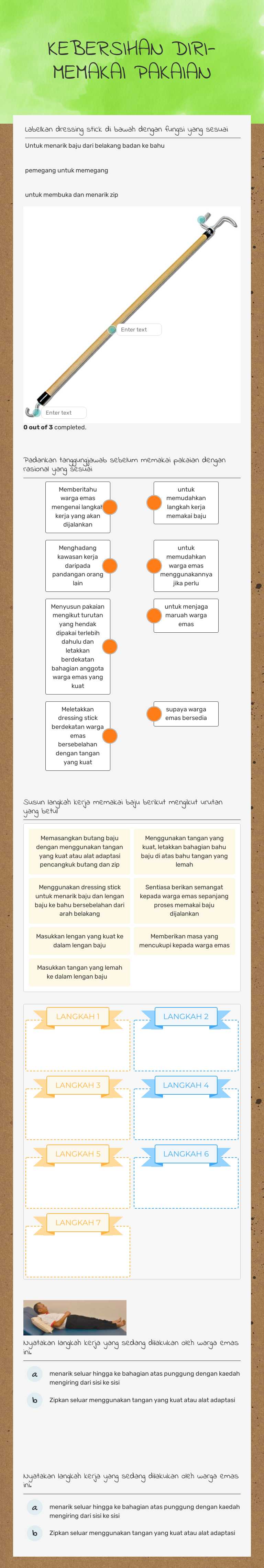 KEBERSIHAN DIRI-MEMAKAI PAKAIAN worksheet preview image