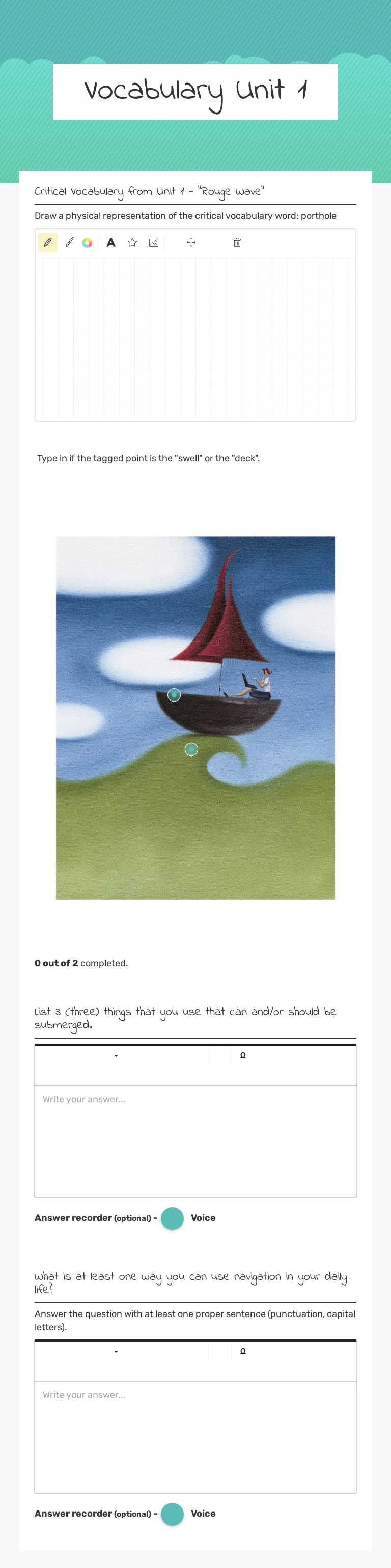 Vocabulary Unit 1 worksheet preview image