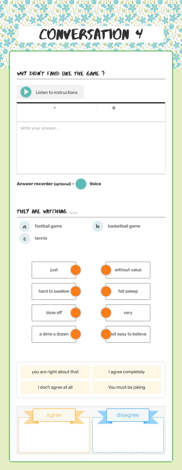 Conversation 4 worksheet preview image