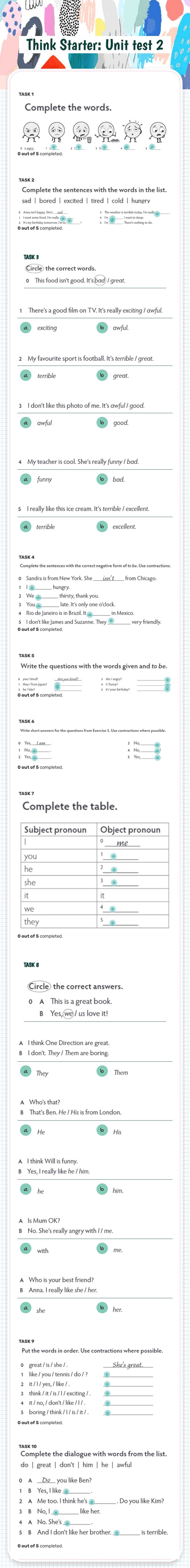 Think Starter: Unit test 2 worksheet preview image