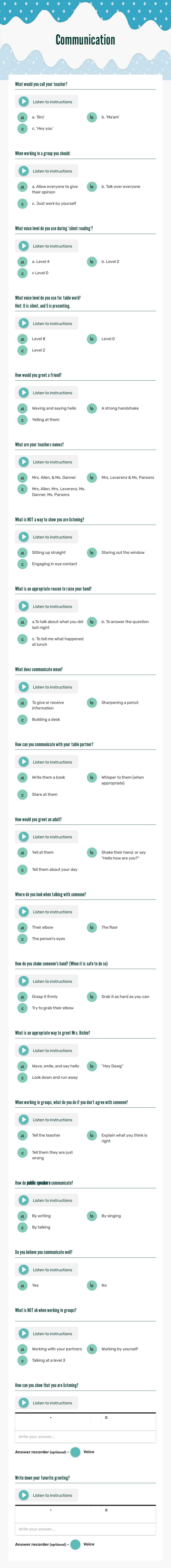 Communication worksheet preview image