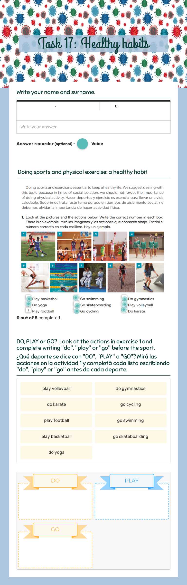 Task 17: Healthy habits worksheet preview image