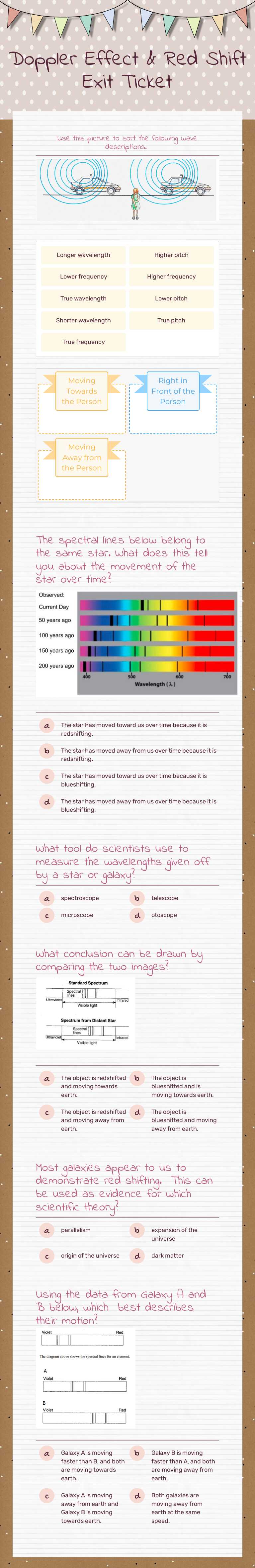 Doppler Effect & Red Shift
Exit Ticket Grade 8 worksheet preview