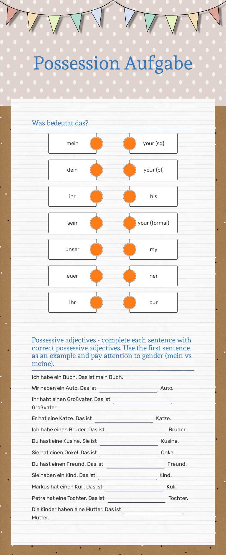 Possession Aufgabe worksheet preview image