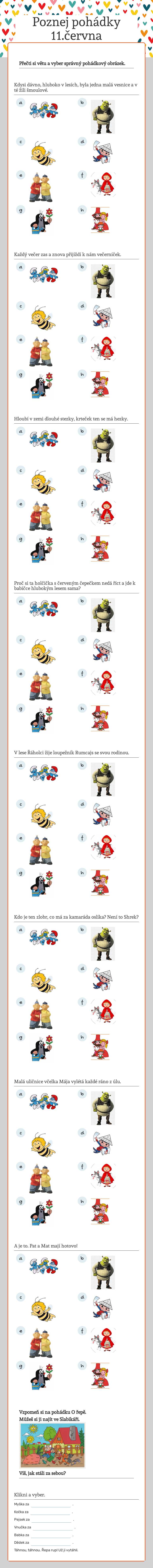 Poznej pohádky 11.června worksheet preview image