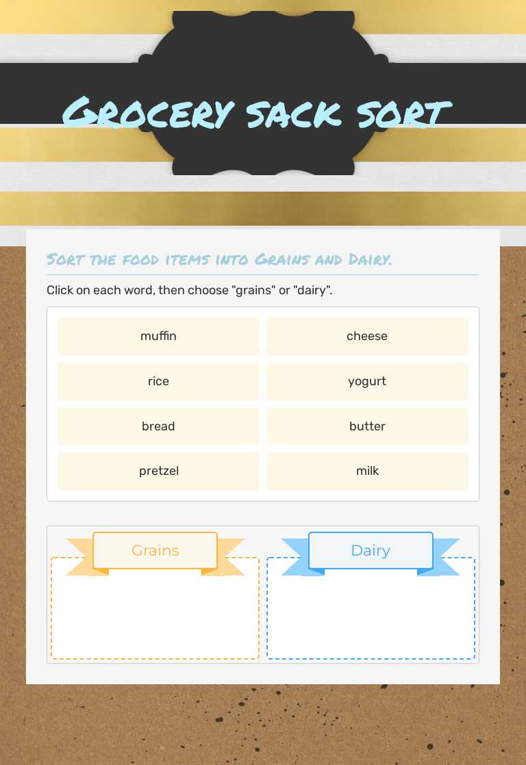 Grocery sack sort worksheet preview image