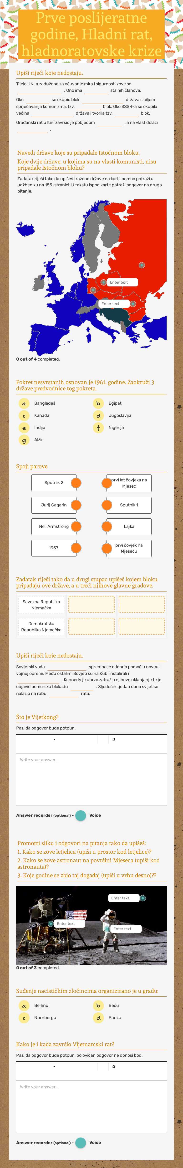 Prve poslijeratne godine, Hladni rat, hladnoratovske krize worksheet preview image